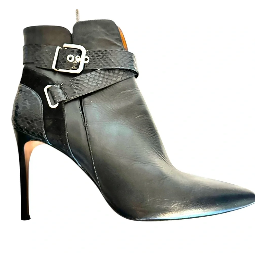 ✨ Donald J Pliner Polina Black Leather/Suede/Python Ankle Boots – Size 10 ✨ - Picture 8 of 16